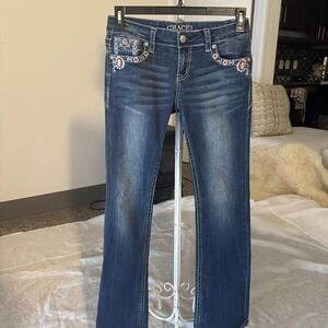 Grace In LA Sz 28 Jeans Embroidered